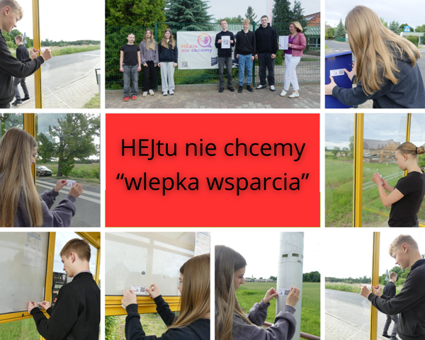 kolaz zdjęć uczniów i pedagog szkoły