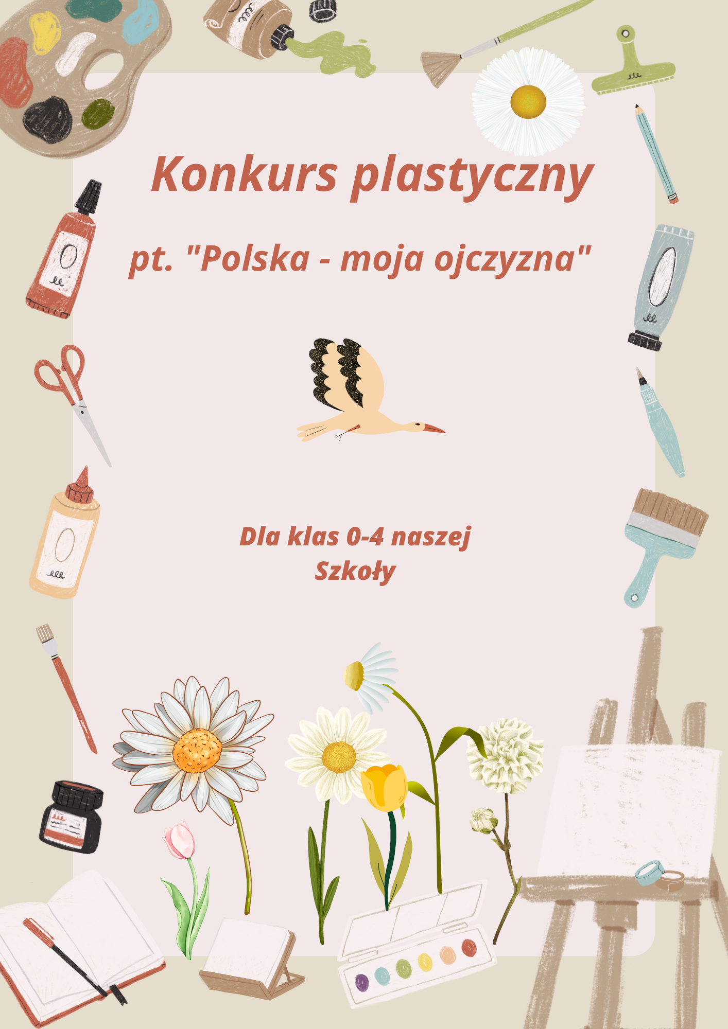 plakat z napisem konkurs plastyczny Polska moja ojczyzna