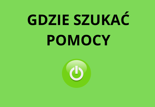 napis gdzie szukać pomocy znaczek graficzny start