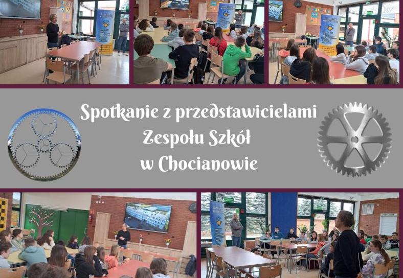 kolaż zdjęć uczniowie podczas spotkania w ramach doradztwa zawodowego