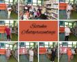 kolaż zdjęć uczniów na konkursie recytatorskim w bibliotece