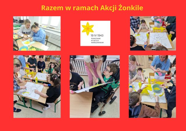 uczniowie wykonują prace plastyczne żonkili 