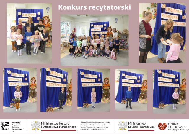 kolaż zdjęć przedszkolak&oacute;w na konkursie recytatorskim