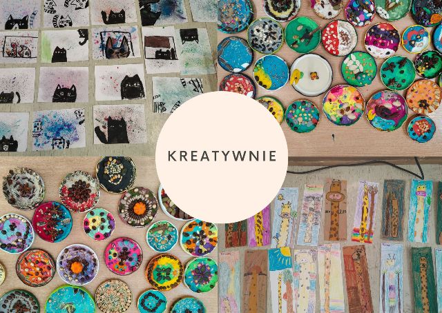 kolaż prac plastycznych uczni&oacute;w