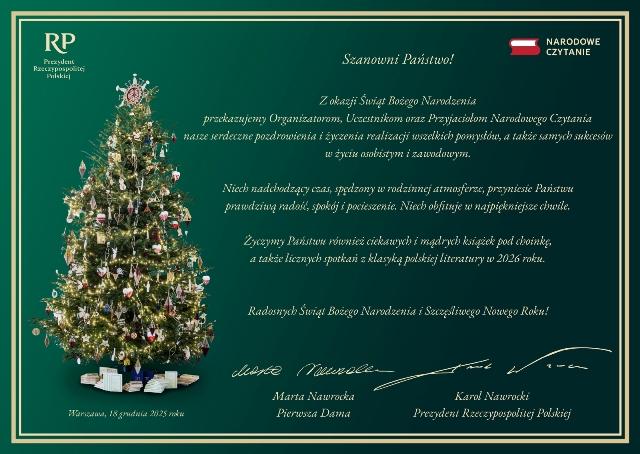 kartka świąteczna od Pary Prezydenckiej