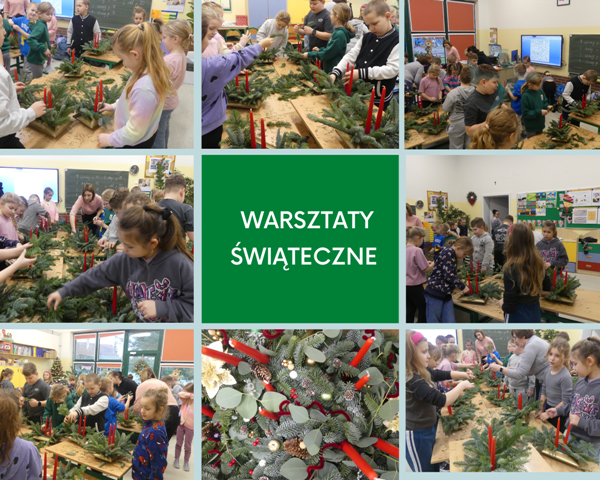 kolaż zdjęć uczni&oacute;w na warsztatach