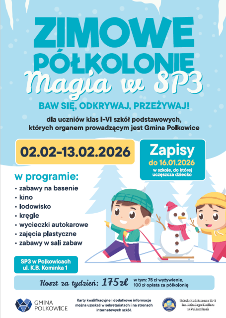 plakat p&oacute;łkolonii zimowej
