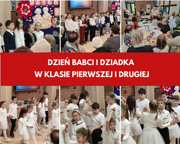 kolaż zdjęć uczni&oacute;w i gości na uroczystości