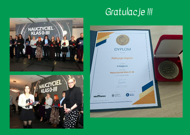 kolaż zdjęć nauczycieli na Gali we Wrocławiu