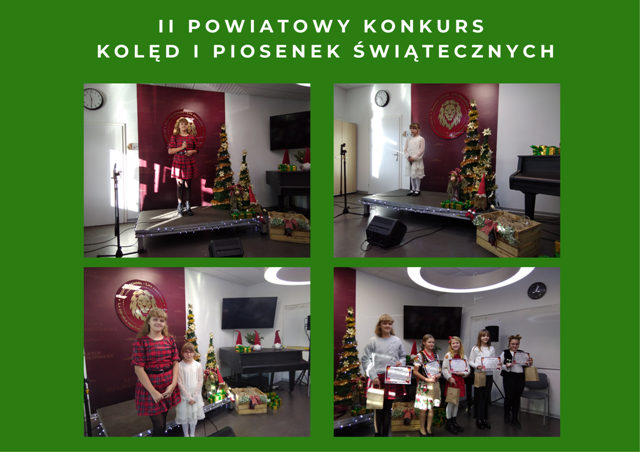 kolaż zdjęć uczennic na konkursie muzycznym