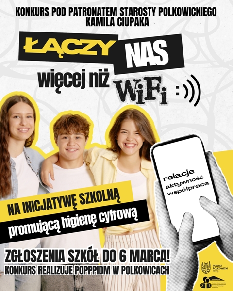ZDJĘCIE PLAKATU Z KONKURSU ŁĄCZY NAS WIĘCEJ NIŻ WIFI