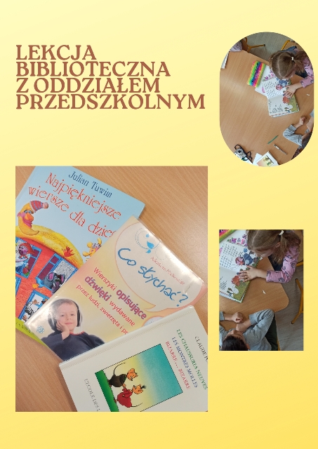 kolaż zdjęć przedszkolak&oacute;w oglądających książki