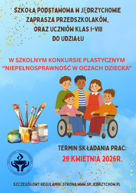 Zdjęcie plakatu konkursu plastycznego niepełnosprawność w oczach dziecka