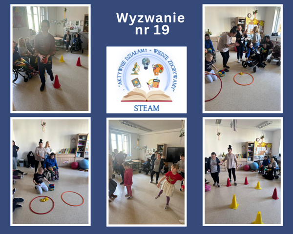 kolaż zdjęć dzieci ćwiczących w konkurencjach sportowych