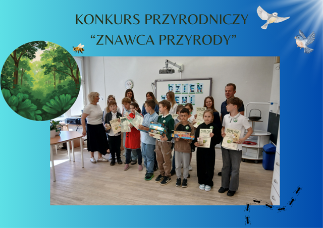 Zdjęcie laureat&oacute;w i uczestnik&oacute;w konkursu znawca przyrody