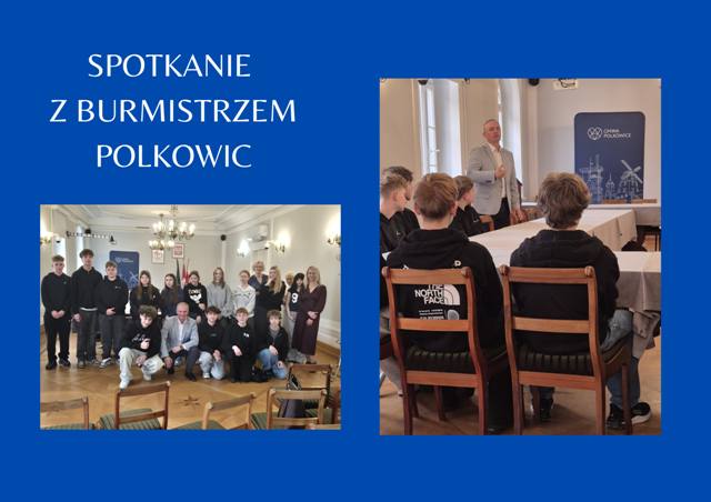 zdjęcia uczni&oacute;w z Burmistrzem Polkowic