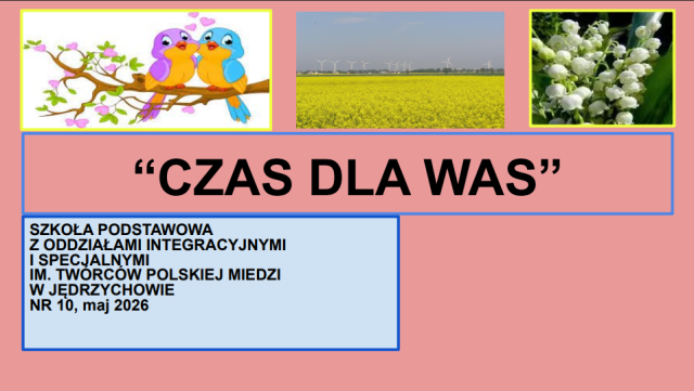 pierwsza strona e-gazetki szkolnej na miesiąc maj
