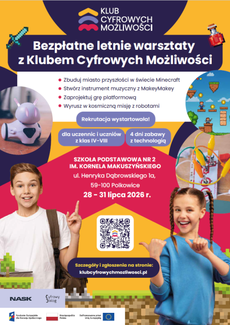 plakat reklamujący warsztaty informatyczne