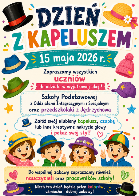 Zdjęcie plakatu o akcji w szkole Dzień Kapelusza