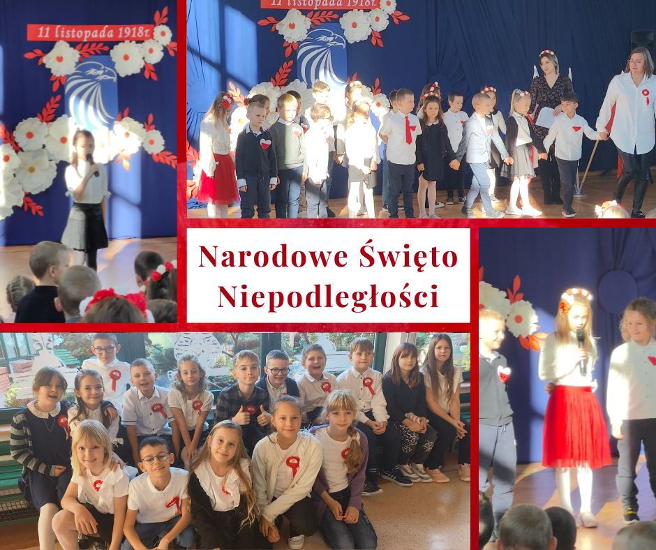 kolaż zdjęć uczniów na apelu