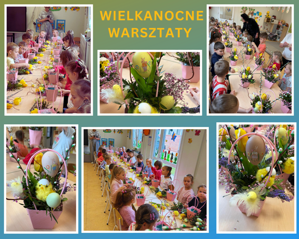 przedszkolaki na wielkanocnych warsztatach florystycznych