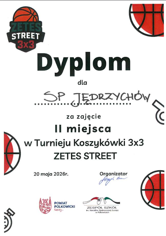 dyplom dla drużyny z naszej szkoły
