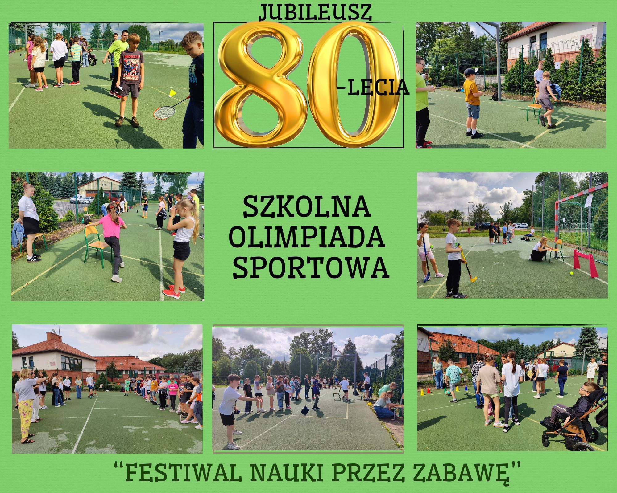 uczniowie biorą udział w zawodych sportowych na boisku szkolnym