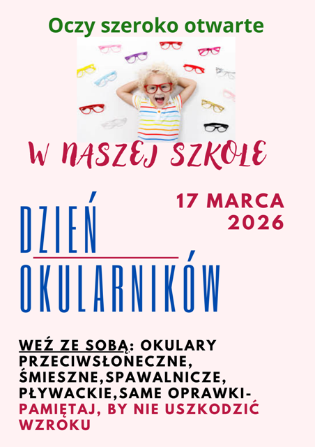 plakat o dniu okularników w naszej szkole