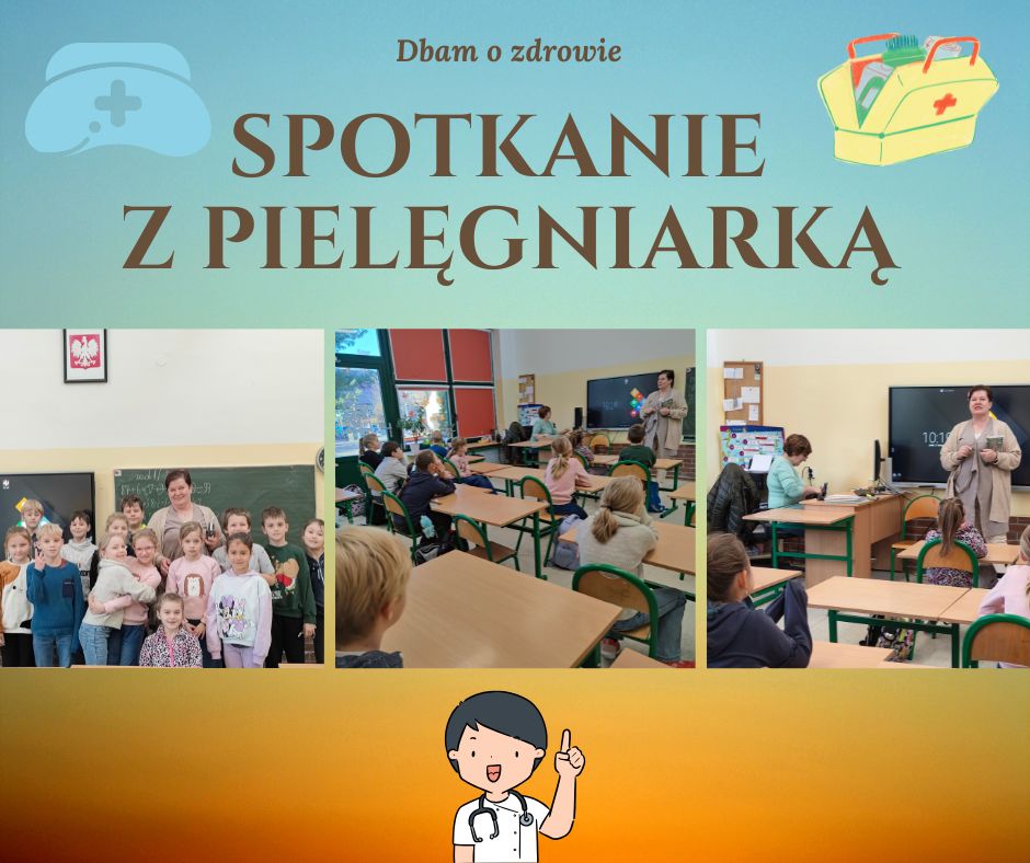 spotkanie w klasie uczniów z pielęgniarką szkolną
