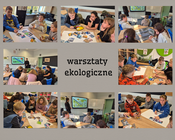 kolaż zdjęć uczniów na warsztatach ekologicznych