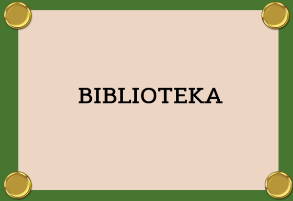 grafika z napisem biblioteka