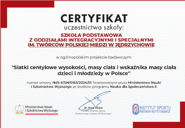certyfikat dla szkoły