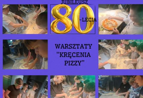 uczniowie uczą sie wyrabić pizzę