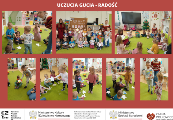 kolaż zdjęć przedszkolaków na zajęciach z psychologiem