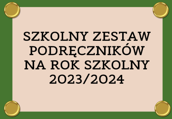 grafika z napisem szkolny zestaw podręczników na rok 2023/2024