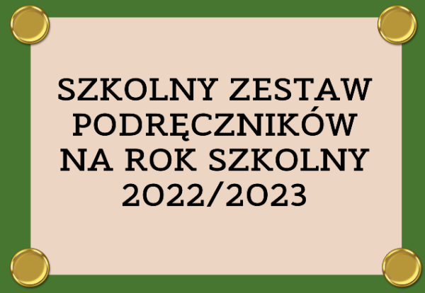 grafika z napisem szkolny zestaw podręczników na rok 2022/2023 