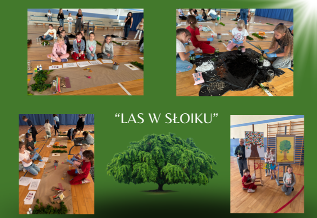 kolaż zdjęć uczniów i opiekunów na zajęciach ekologicznych
