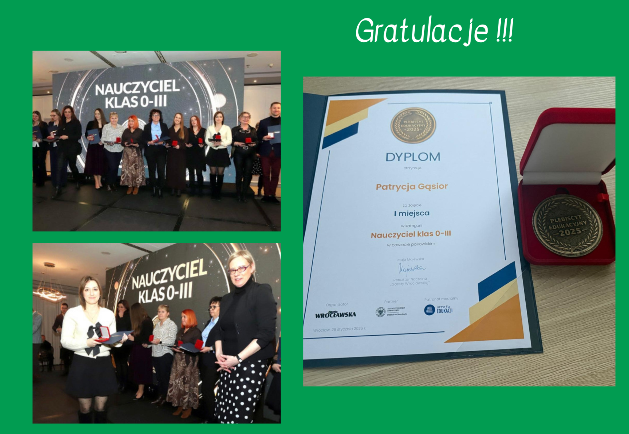 kolaż zdjęć nauczycieli na Gali we Wrocławiu