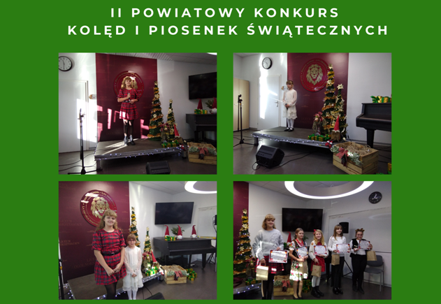 kolaż zdjęć uczennic na konkursie muzycznym