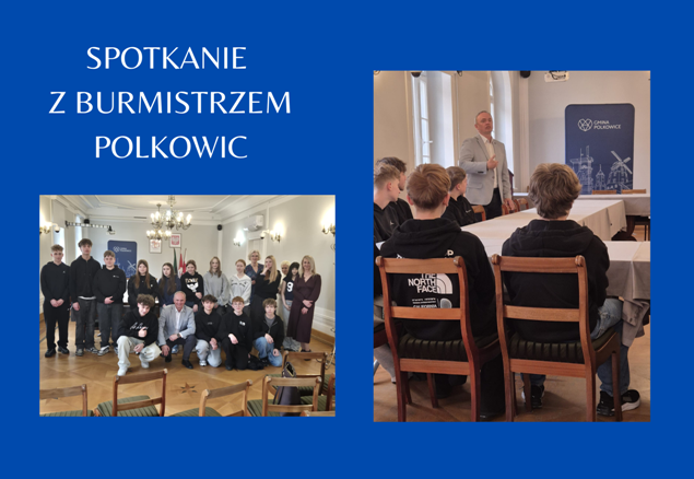 zdjęcia uczniów z Burmistrzem Polkowic
