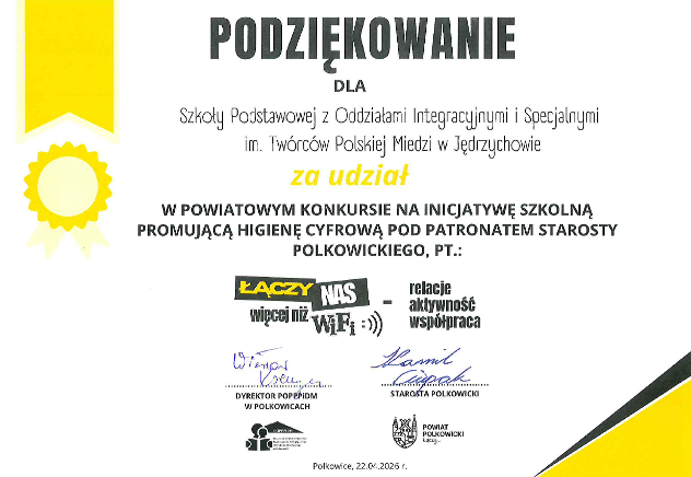 Zdjęcie podziękowania za udział w konkursie