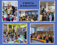 kolaż zdjęć przedszkolaków w bibliotece