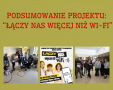 kolaż zdjęć uczniów na apelu i ćwiczących w klasie